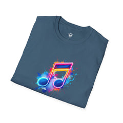 Musical Splash Unisex Softstyle T-Shirt | Gift for Music Lovers, Vibrant Art Tee, Trendy Music Shirt, Birthday Gift, Concert Wear