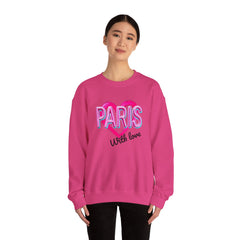 Paris Love Crewneck Sweatshirt, Gift for Her, Cozy Fashion, Travel Souvenir, Valentine's Day, Casual Style