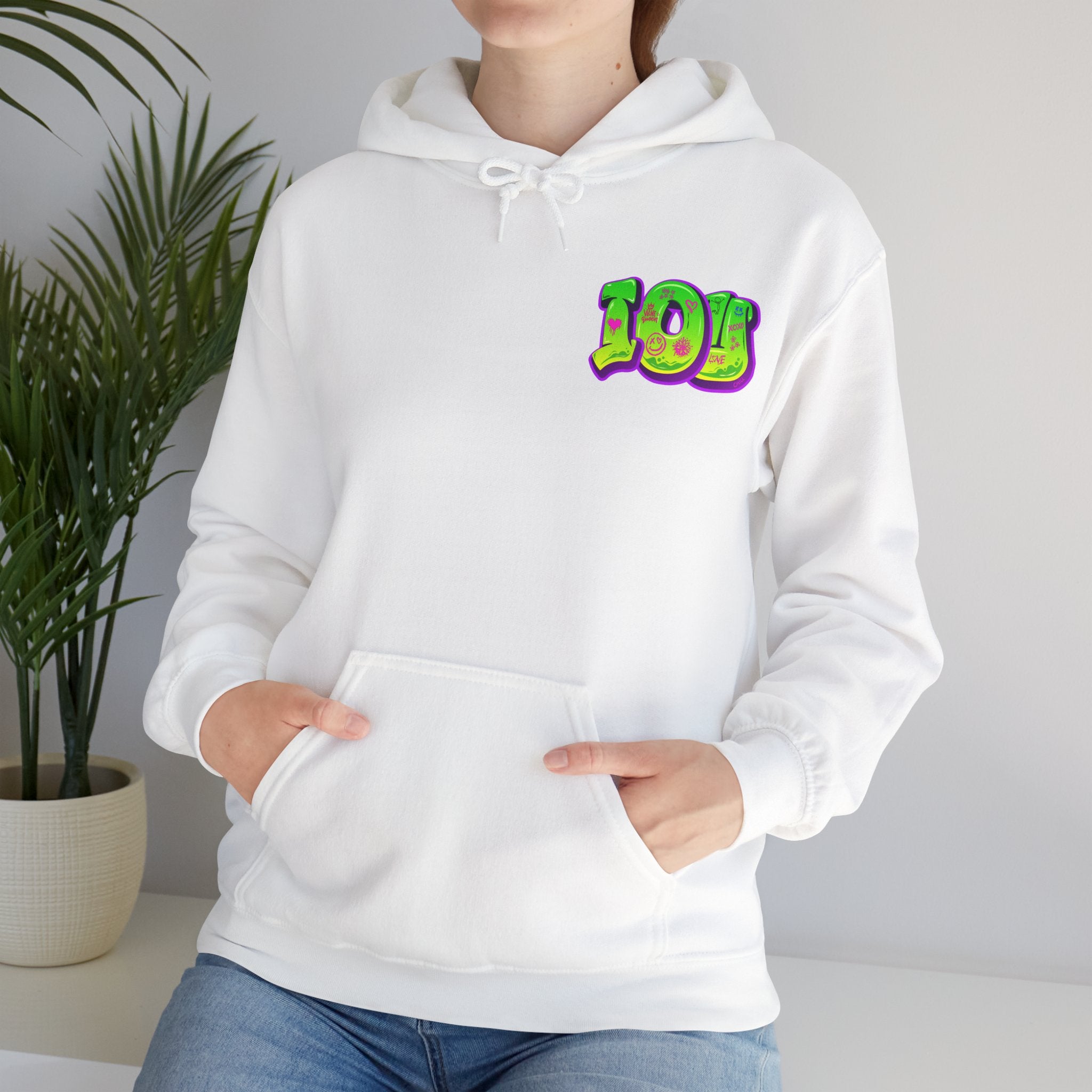 Colorful Graffiti Hoodie, Unisex Heavy Blend™ Sweatshirt, Streetwear Style, Trendy Gift for Teens, Casual Wear, Festive Fashion, [...]
