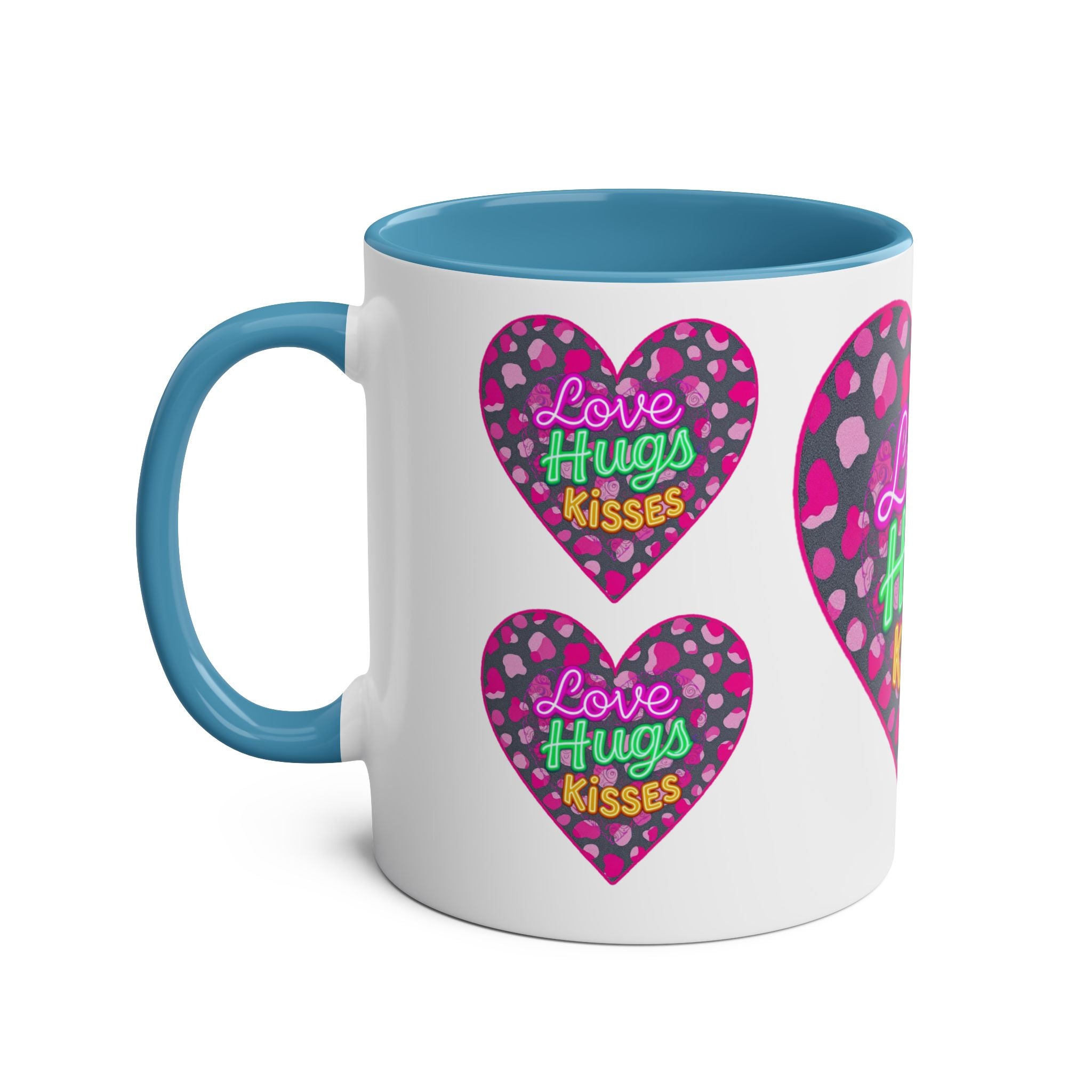 Colorful Love Mug: Perfect for Valentine's Day, Cute Gift, Coffee Break, Home Decor, Heart Design, Love Hugs Kisses