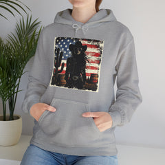 Western Cowboy Hoodie - Unisex Heavy Blend Sweatshirt, American Flag Design, Fashion Statement, Gift for Him, Cozy Apparel