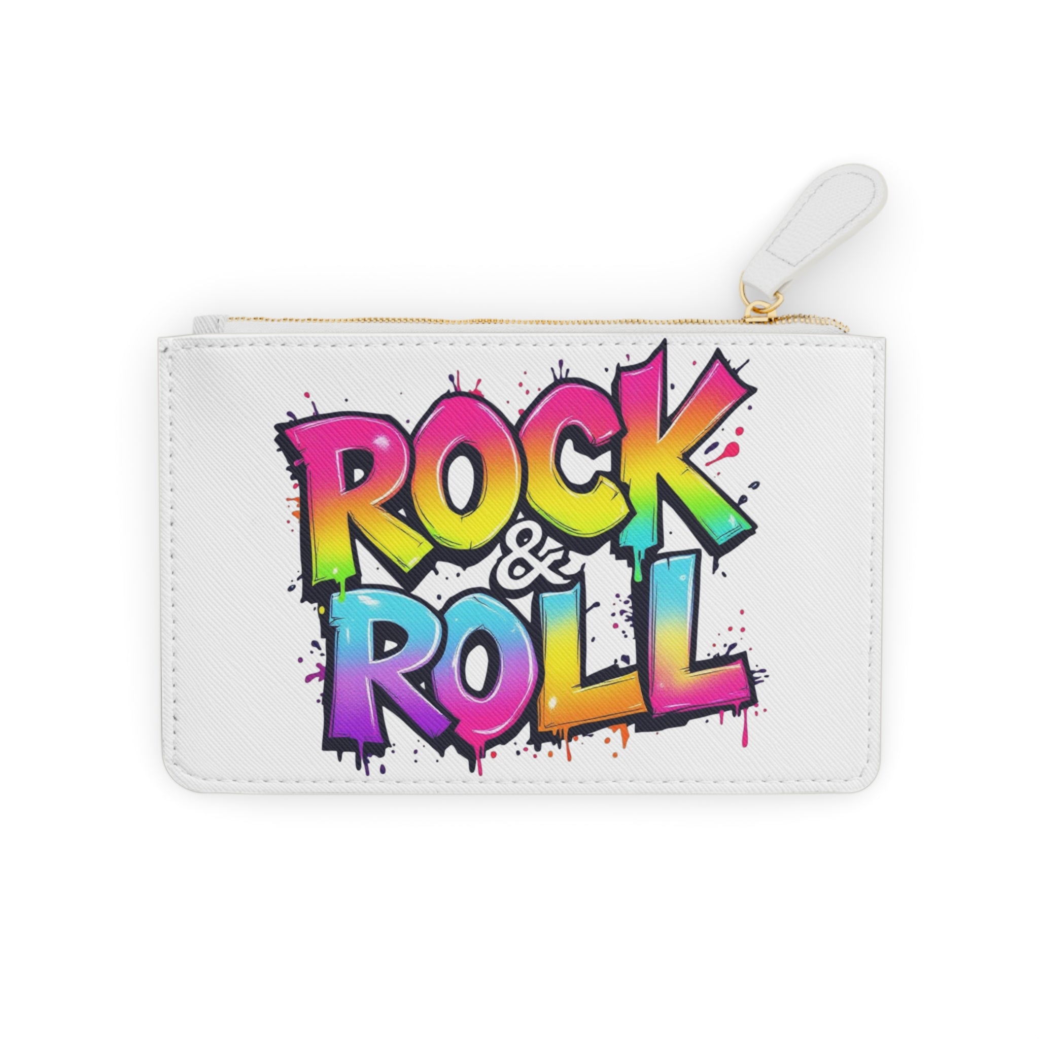 Rock & Roll Mini Clutch Bag, Rainbow Graphic Purse, Music Lover Accessories, Gift for Concerts, Fun Night Out Essential