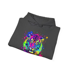 Colorful Tiger Hoodie – Unisex Heavy Blend™, Rainbow Tiger Sweatshirt, Graphic Hoodie, Animal Lover Gift, Unique Hooded Sweatshirt