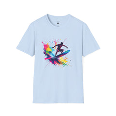 Colorful Surfing Unisex T-Shirt, Casual Beach Wear, Summer Vibes, Gift for Surfers, Beach Lovers, Graphic Tee