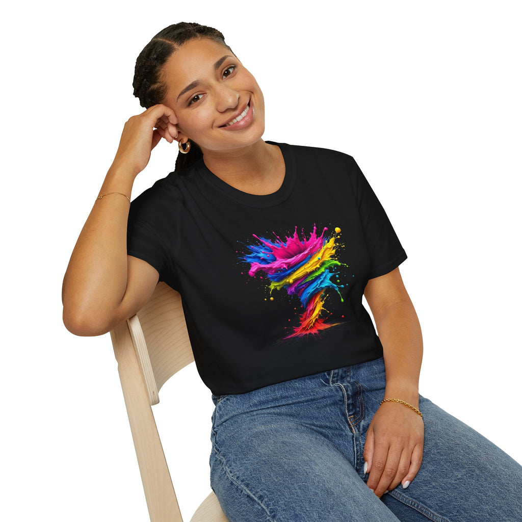 Vibrant Splash Art Tee, Colorful Unisex T-Shirt, Fun Graphic Tee, Summer Festival Top, Gift for Art Lovers, Casual Everyday Wear