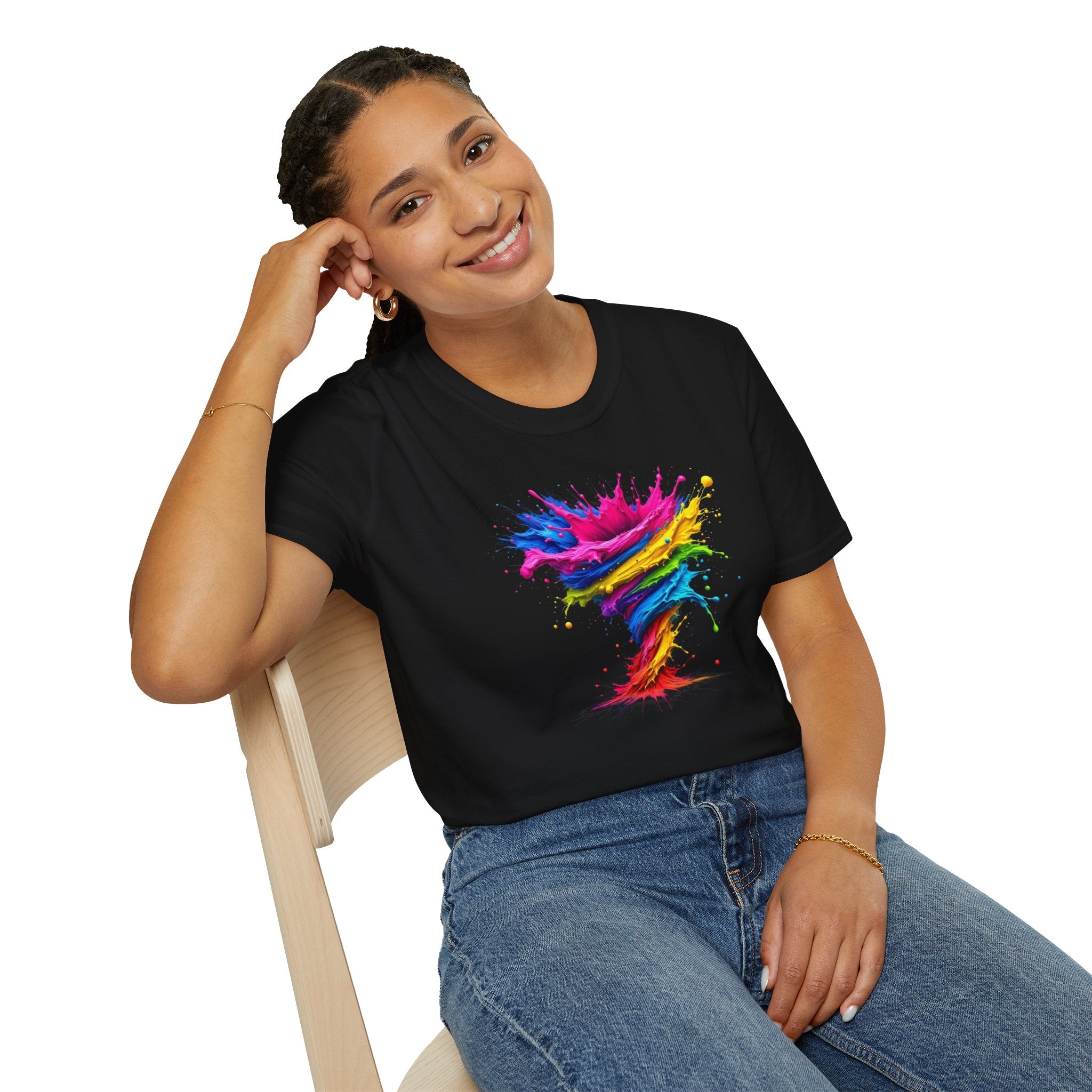 Vibrant Splash Art Tee, Colorful Unisex T-Shirt, Fun Graphic Tee, Summer Festival Top, Gift for Art Lovers, Casual Everyday Wear