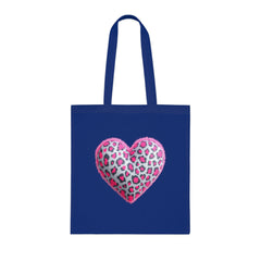 Leopard Heart Cotton Tote Bag | Cute Eco-Friendly Shopping Bag, Girlfriend Gift, Valentine's Day, Reusable Grocery Bag, Beach Bag