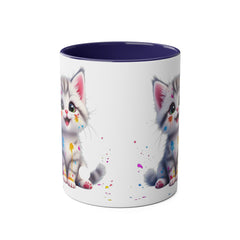Cute Cat Two-Tone Coffee Mug for Cat Lovers