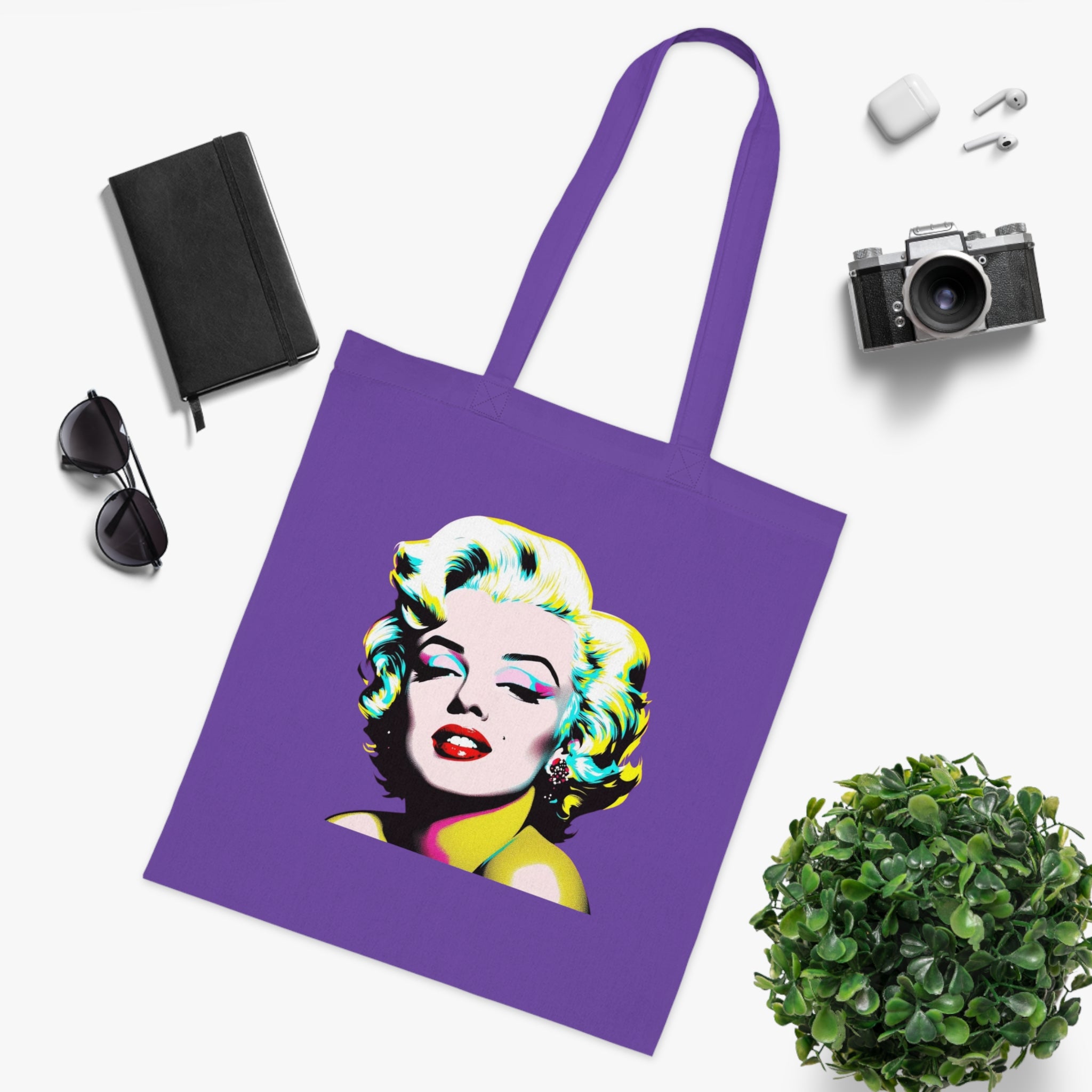 Marilyn Pop Art Cotton Tote Bag, Eco-Friendly Shopping Bag, Fun Beach Tote, Vintage Style Handbag, Gift for Art Lovers
