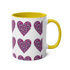 Pink Leopard Hearts Two-Tone Coffee Mug - 11oz - Perfect for Valentine's Day and Gift Giving