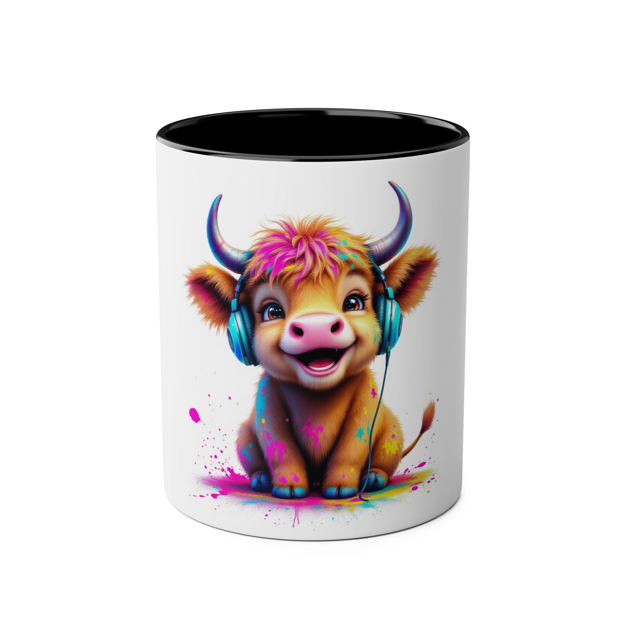 Playful Highland Cow Mug, Cute Coffee Cup for Animal Lovers, Gift for Birthdays, Cow Decor, Fun Kitchenware, Colorful Drinkware