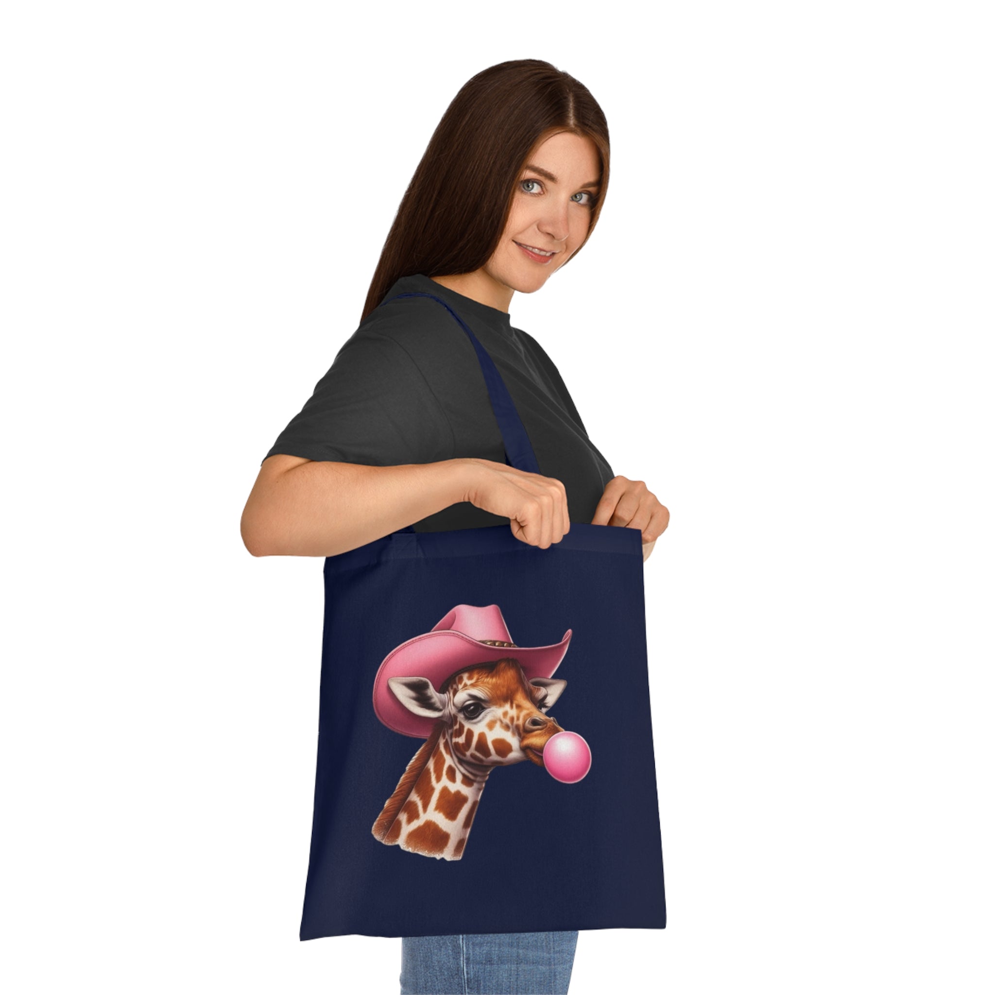 Cowboy Giraffe Cotton Tote Bag | Cute Animal Eco-Friendly Tote | Gift for Animal Lovers, Shopping, Beach, Travel