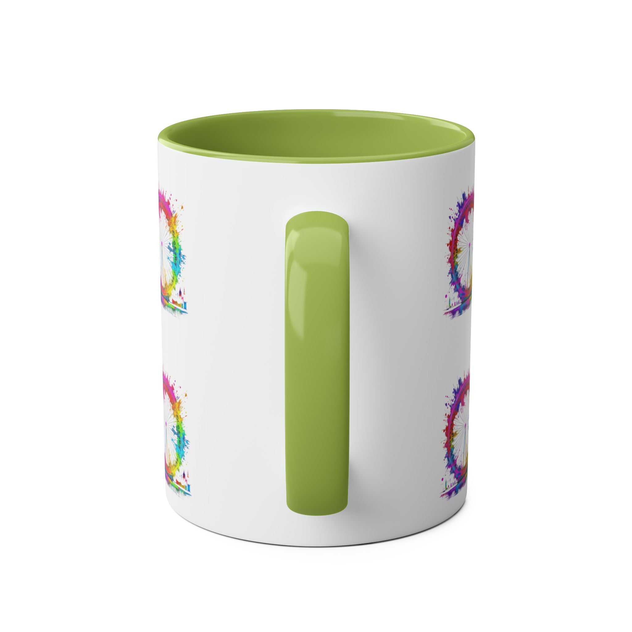 Colorful Cityscape Two-Tone Coffee Mug | Fun Gift, Home Decor, Artistic Mug, Coffee Lover's Gift, Office Essentials