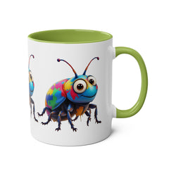 Colorful Beetle Two-Tone Coffee Mug - 11oz Fun and Whimsical Design