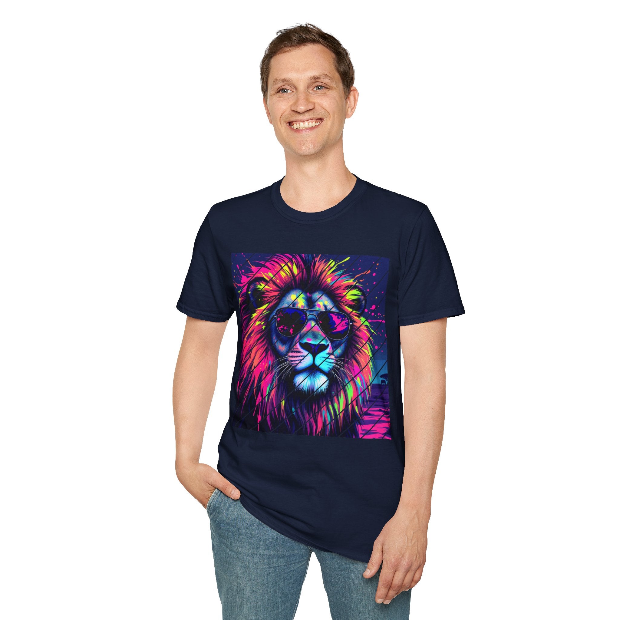 Vibrant Lion Graphic T-Shirt, Colorful Unisex Tee, Gift for Animal Lovers, Trendy Casual Wear, Perfect for Birthdays and Celebrations