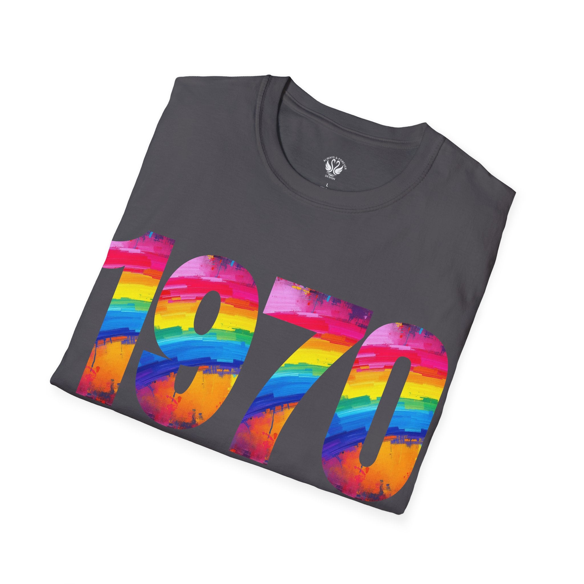 Retro 1970 Rainbow Unisex T-Shirt, Vintage Graphic Tee, LGBTQ Pride Apparel, Casual Streetwear, Gift Idea for Birthdays