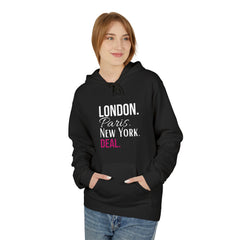 Travel-Inspired Unisex Hoodie - London Paris New York Deal, Urban Fashion, Cozy Sweatshirt, Gift for Travelers, Everyday Wear