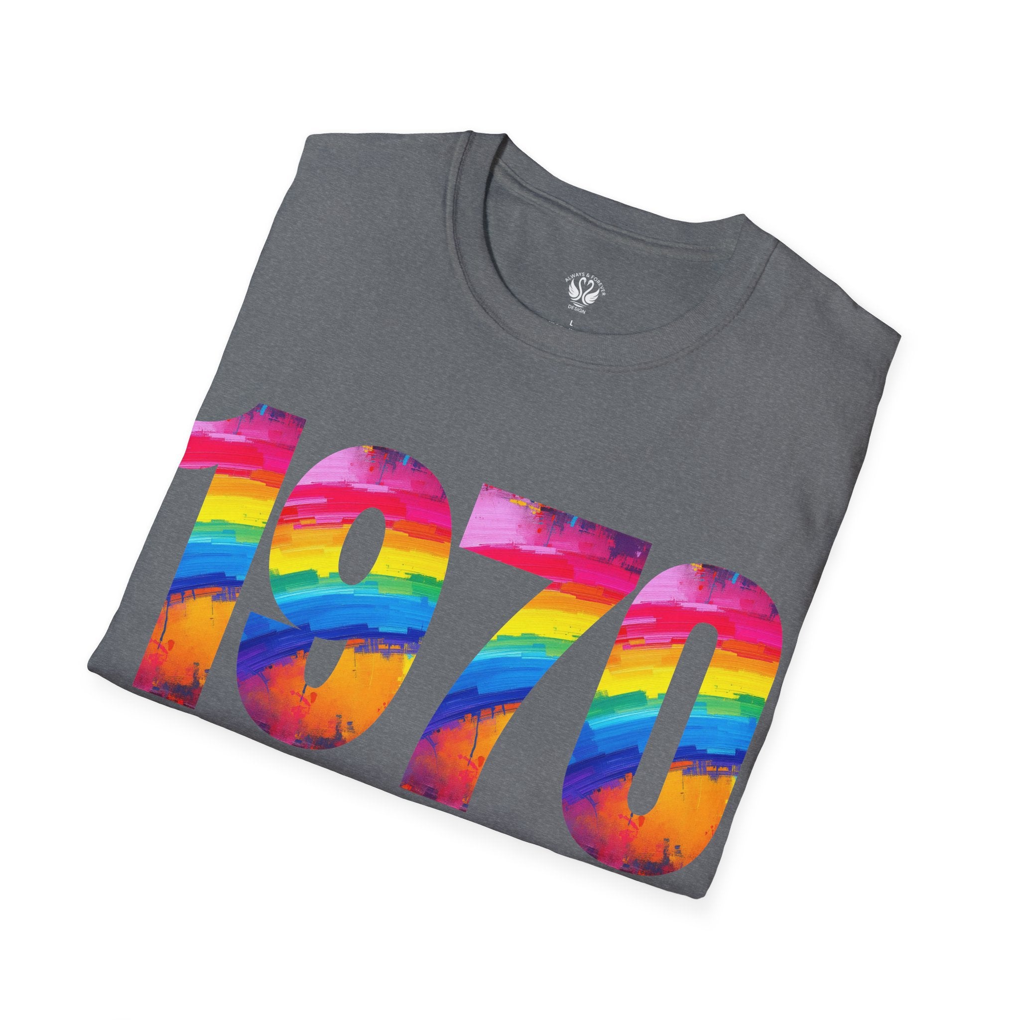 Retro 1970 Rainbow Unisex T-Shirt, Vintage Graphic Tee, LGBTQ Pride Apparel, Casual Streetwear, Gift Idea for Birthdays