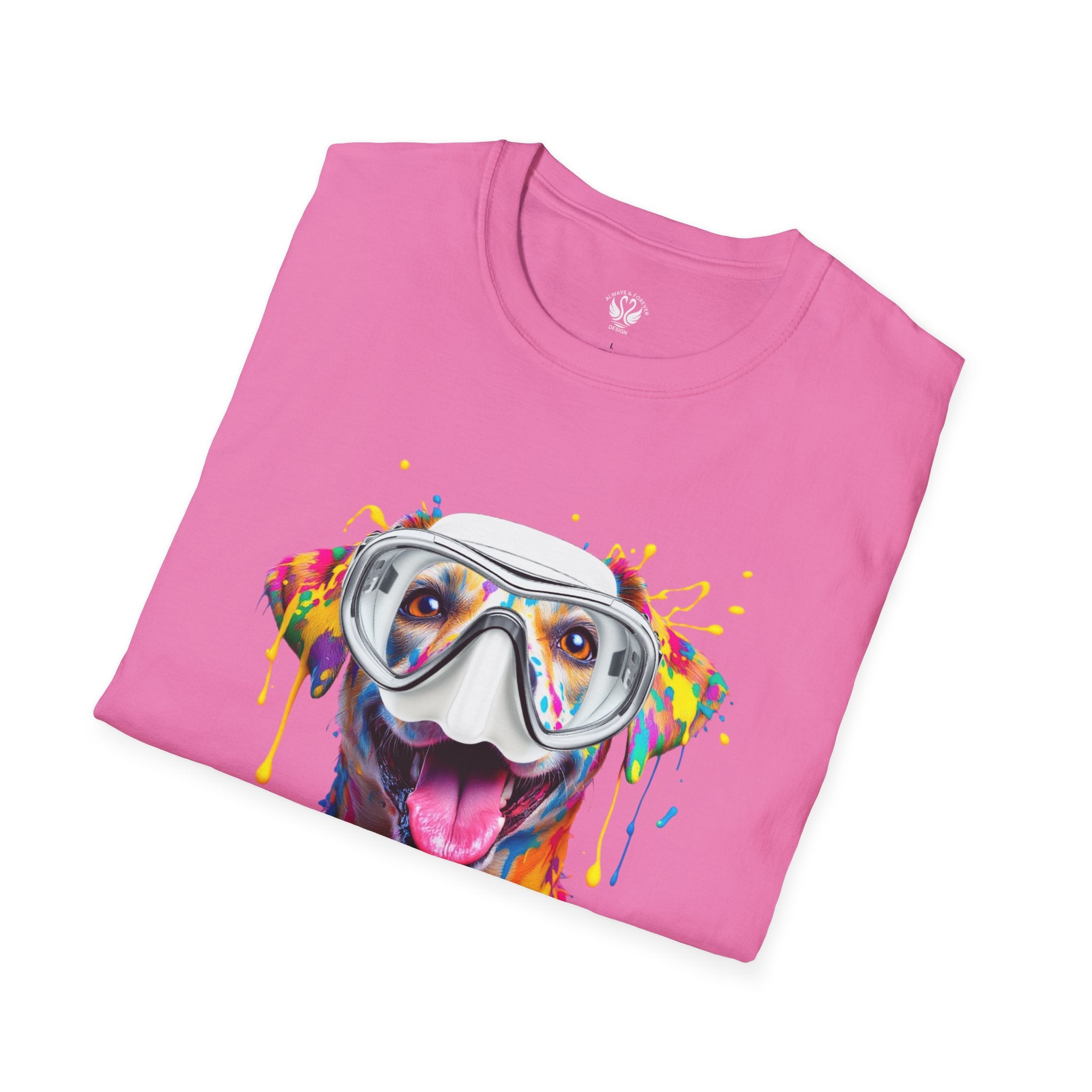 Vibrant Dog Art Unisex T-Shirt – Cute Pet Lover Gift, Animal Artwork Tee, Colorful Dog Graphic Top, Unique Gift for Dog Owners