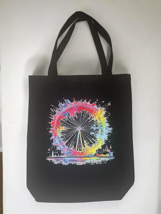 Printed Canvas Tote (Black/Shoulder/Tall)